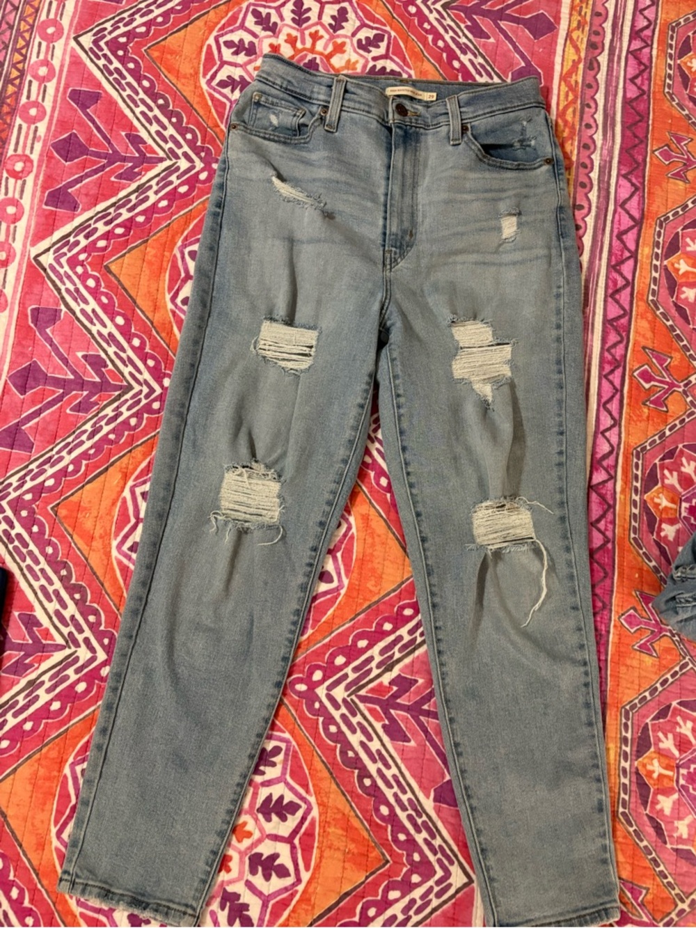 Levi’s distressed, Mom jeans, extreme high-rise